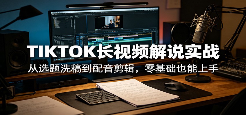 TIKTOK长视频解说实战：从选题洗稿到配音剪辑，零基础也能上手-777网创网