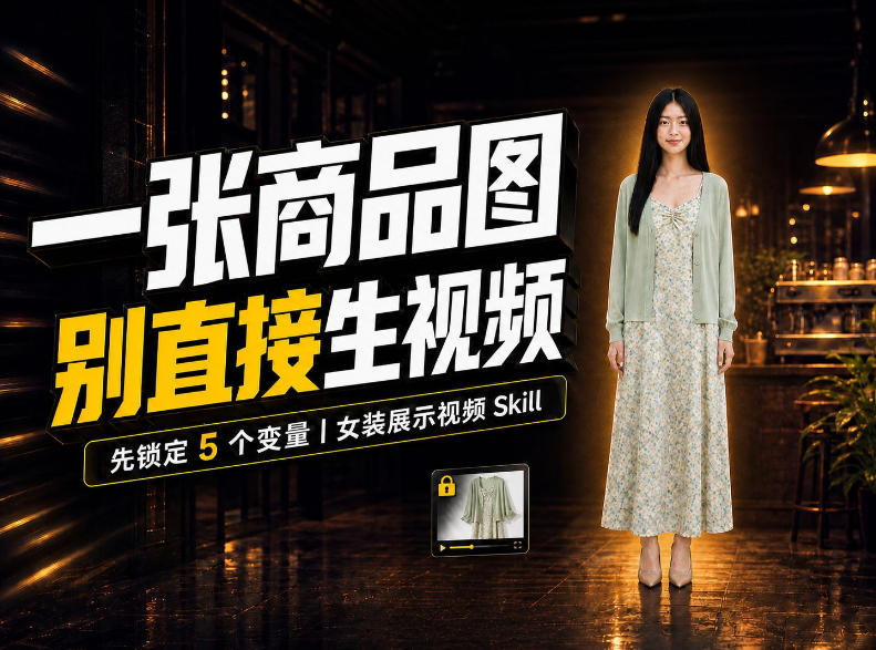 女装AI视频总翻车?问题不在提示词,女装展示视频Skill先锁定5个变量!-777网创网