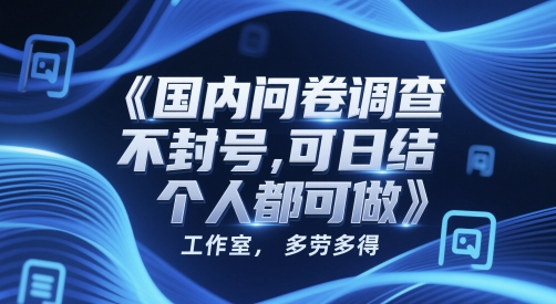 国内问卷调查,不封号,可日结,多劳多得,工作室,个人都可做-777网创网