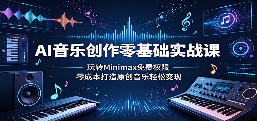 AI音乐创作零基础实战课：玩转Minimax免费权限，零成本打造原创音乐轻松变现-777网创网