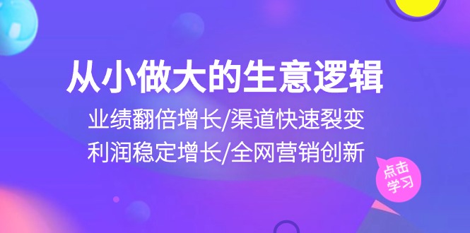 （10438期）从小做大生意逻辑：业绩翻倍增长/渠道快速裂变/利润稳定增长/全网营销创新-777网创网