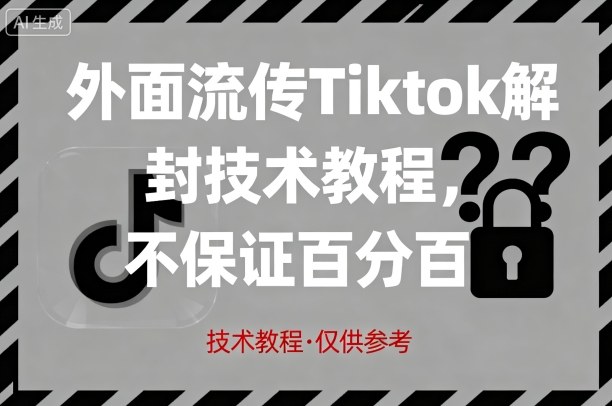 外面流传Tiktok解封技术教程，不保证百分百，具体自测-777网创网