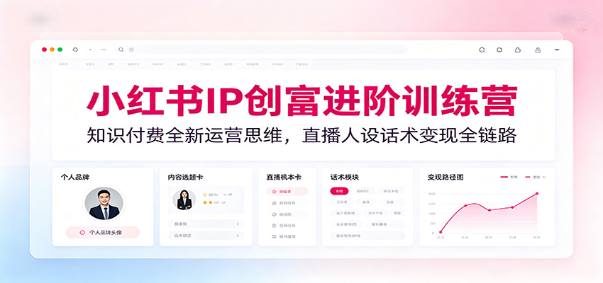 小红书IP创富进阶训练营：知识付费全新运营思维，直播人设话术变现全链路-777网创网