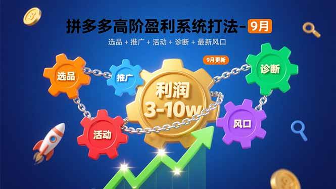 （15916期）拼多多高阶盈利系统打法-9月：选品+推广+活动+诊断+最新风口，月利润3-10w-777网创网