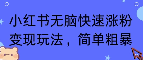 小红书无脑快速涨粉变现玩法,简单粗暴-777网创网