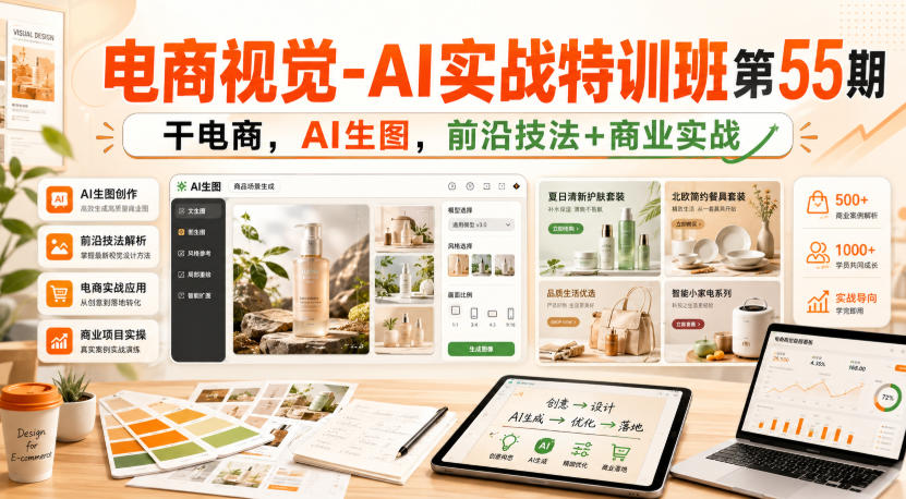 电商视觉-AI实战特训班第55期，干电商，AI生图，前沿技法+商业实战-777网创网
