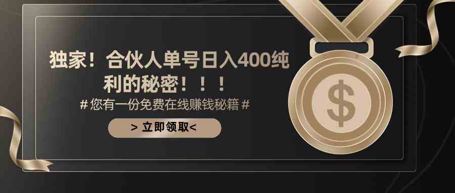 (10028期)合伙人广告撸金最新玩法,每天单号400纯利-777网创网