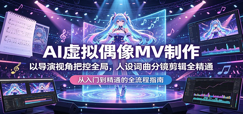 AI虚拟偶像MV制作：以导演视角把控全局，人设词曲分镜剪辑全精通-777网创网