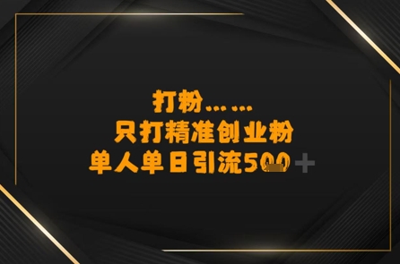 打粉只打精准创业粉,单人单日引流500+-777网创网