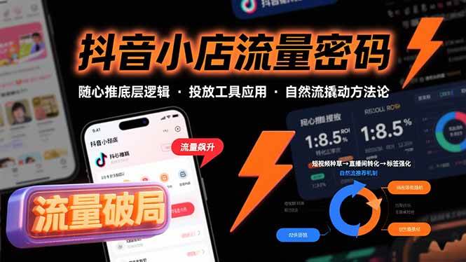 （15680期）抖音小店流量密码，随心推底层逻辑，投放工具应用，自然流撬动核心方法论-777网创网