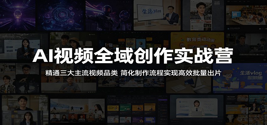 AI视频全域创作实战营：精通三大主流视频品类，简化制作流程实现高效批量出片-777网创网