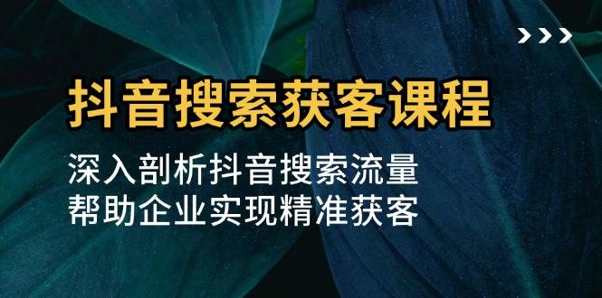 (13465期)抖音搜索获客课程:深入剖析抖音搜索流量,帮助企业实现精准获客-777网创网