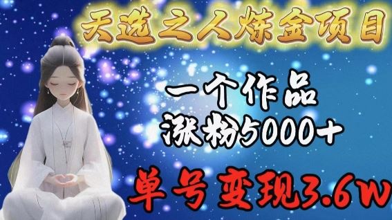 天选之人炼金项目,一个作品涨粉5000+,单号变现3.6w【揭秘】-777网创网
