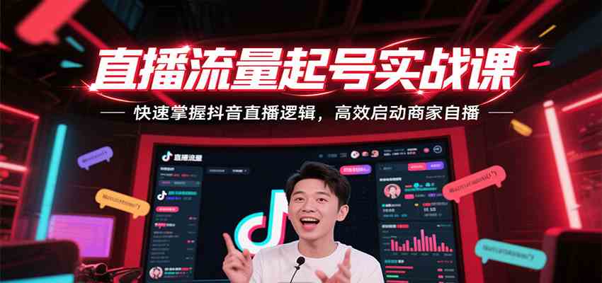 直播流量起号实战课，快速掌握抖音直播逻辑，高效启动商家自播-777网创网