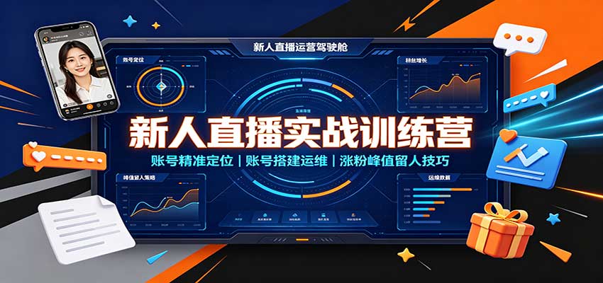 新人直播实战训练营：账号精准定位，账号搭建运维，涨粉峰值留人技巧-777网创网
