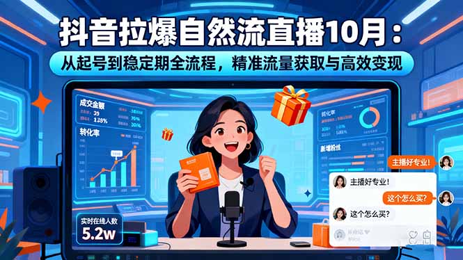 抖音拉爆自然流直播10月:从起号到稳定期全流程,精准流量获取与高效变现-777网创网