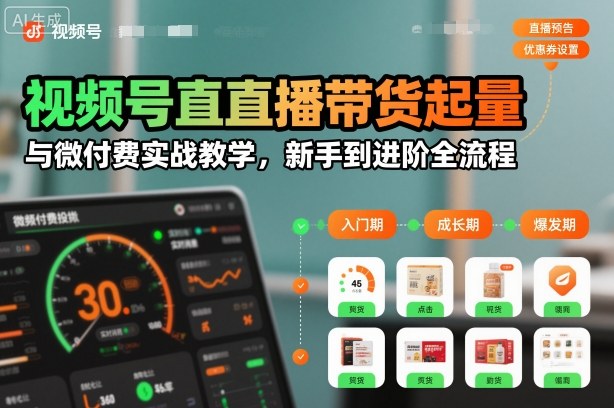 视频号直播带货起量与微付费实战教学,新手到进阶全流程(更新26年10月)-777网创网