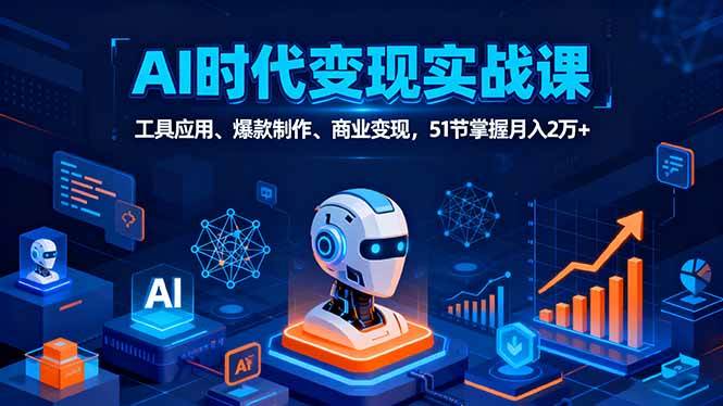 （16093期）AI时代全场景实战课，工具应用、爆款制作、商业变现，51节掌握月入2万+-777网创网