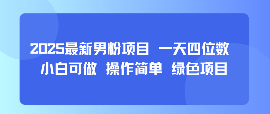2025最新男粉项目 一天四位数 小白可做 操作简单 绿色项目-777网创网