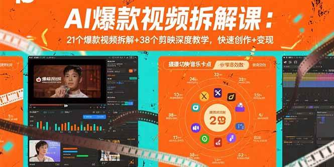 （15741期）AI爆款视频拆解课：21个爆款视频拆解+38个剪映深度教学，快速创作+变现-777网创网