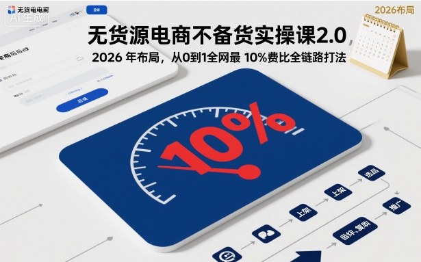 无货源电商不备货实操课2.0，2026年布局，从0到1全网最低10%费比全链路打法【更新26年7月22日】-777网创网