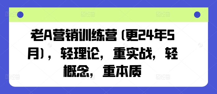 老A营销训练营(更25年10月),轻理论,重实战,轻概念,重本质