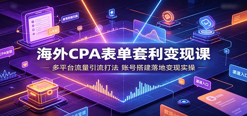 海外CPA表单套利变现课：多平台流量引流打法，账号搭建落地变现实操-777网创网