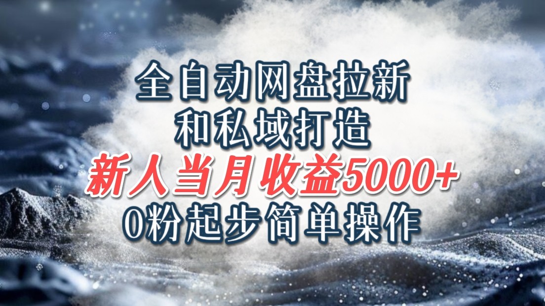全自动网盘拉新和私域打造,0粉起步简单操作,新人入门当月收益5000以上-777网创网