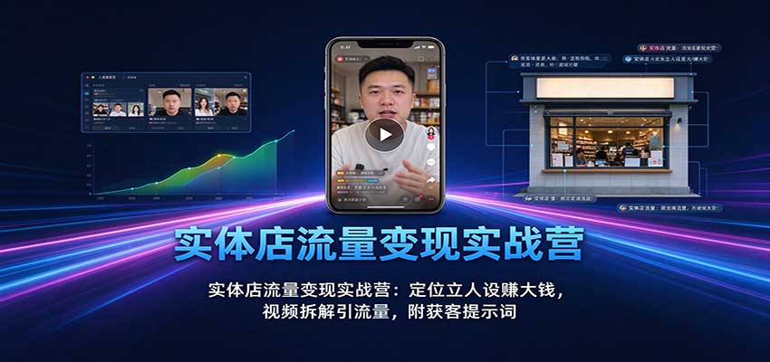 实体店流量变现实战营:定位立人设赚大钱,视频拆解引流量,附获客提示词-777网创网