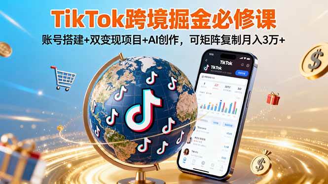 (16003期)TikTo跨境掘金必修课,账号搭建+双变现项目+AI创作,可矩阵复制月入3万+-777网创网