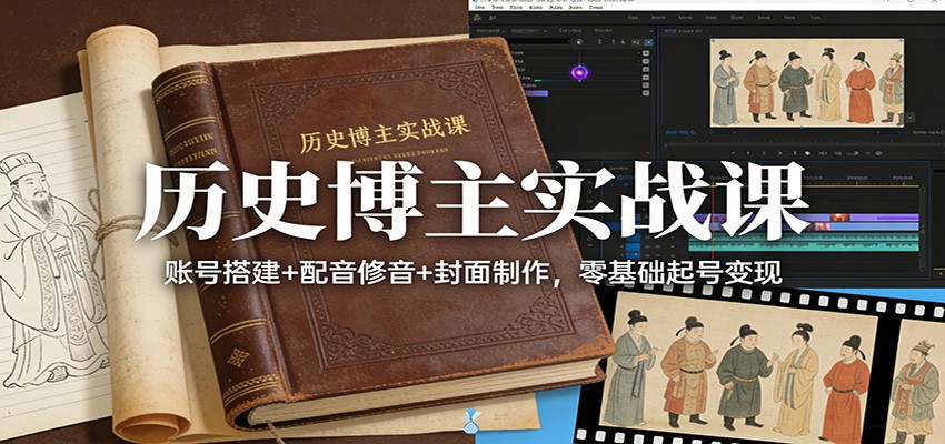 历史博主实战课:账号搭建+配音修音+封面制作,零基础起号变现 历史博主实战课:账号搭建+配音修音+封面制作,零基础起号变现