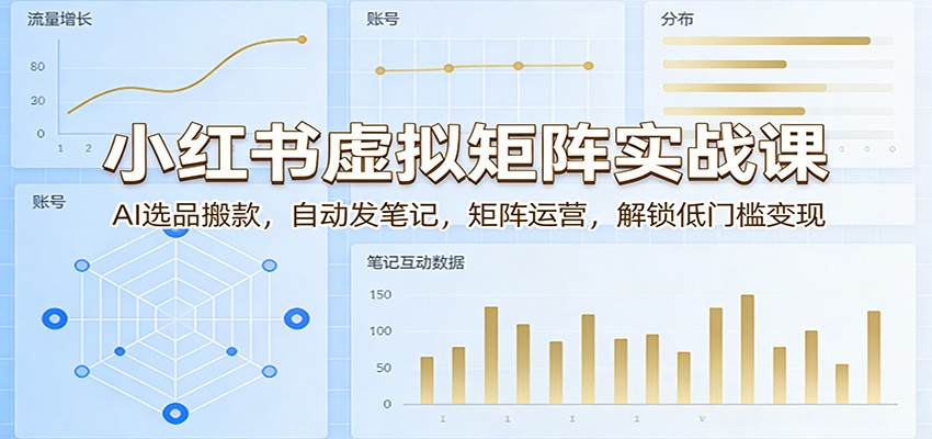 小红书虚拟矩阵实战课：AI选品搬款，自动发笔记，矩阵运营，解锁低门槛变现-777网创网