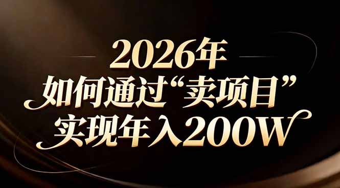 站在2026年的十字路口:一个普通人如何通过卖项目实现年入200万-777网创网