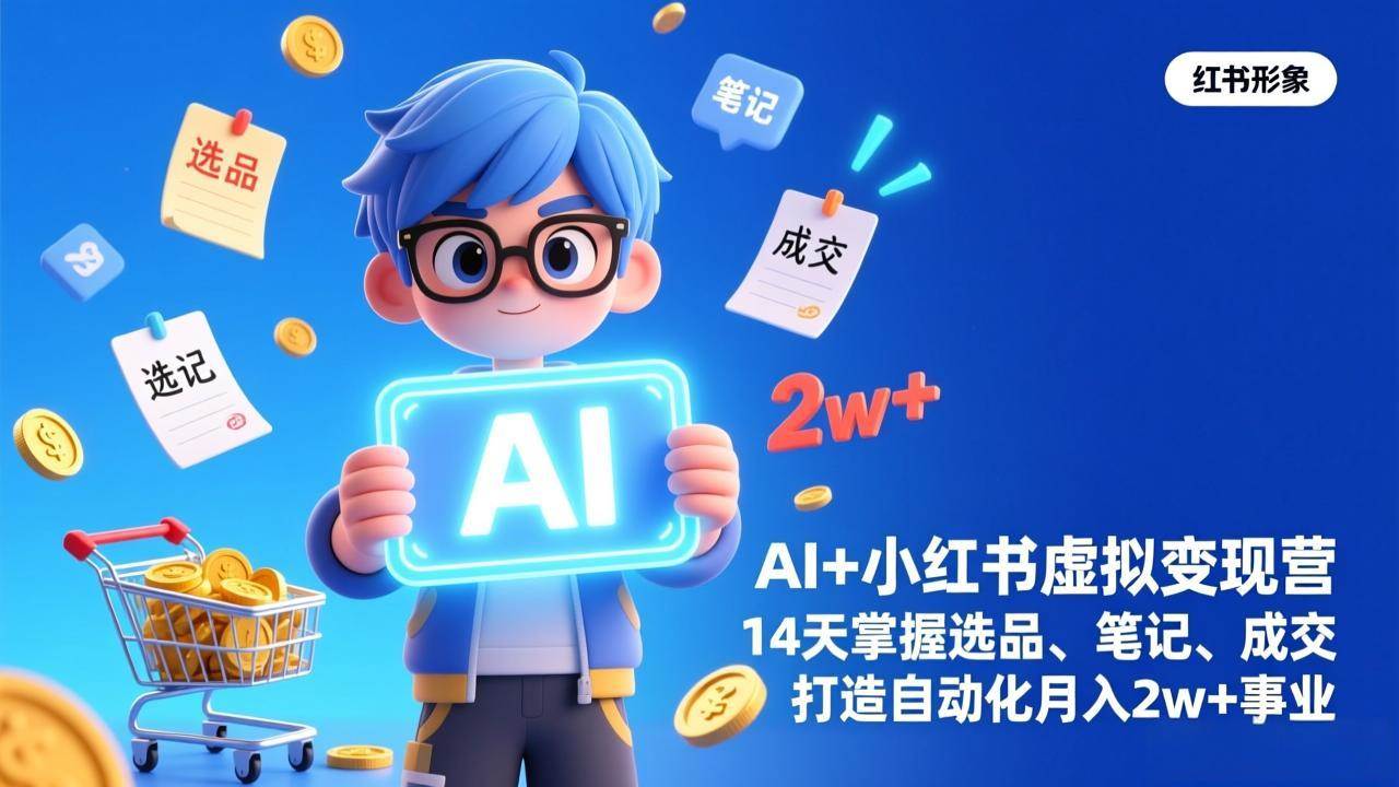 (17332期)AI+小红书虚拟变现营(完结),14天掌握选品、笔记、成交,打造自动化月入2w+事业-777网创网