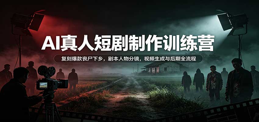 AI真人短剧制作训练营：复刻爆款丧尸下乡，剧本人物分镜，视频生成与后期全流程-777网创网