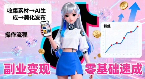 副业拆解:抖音新风口,靠AI美女图日引500粉,无需拍摄、不用真人