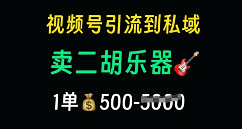 视频号引流到私域卖二胡乐器,1单利润5张,长期稳定项目-777网创网