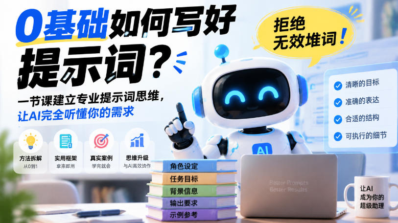 0基础如何写好提示词,拒绝无效堆词!一节课建立专业提示词思维,让AI完全听懂你的需求-777网创网