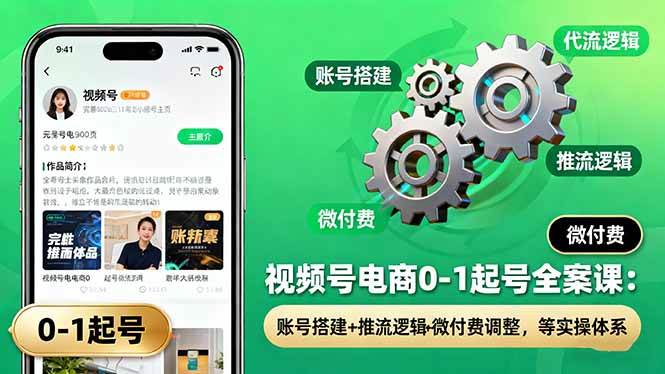 （16262期）视频号电商0-1起号全案课：账号搭建+推流逻辑+微付费调整，等实操体系-777网创网