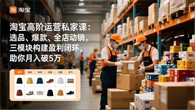 淘宝高阶运营私家课:选品、爆款、全店动销,三模块构建盈利闭环,助你月入破5万-777网创网