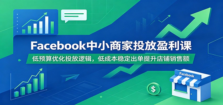 Facebook中小商家投放盈利课:低预算优化投放逻辑,低成本稳定出单提升店铺销售额-777网创网