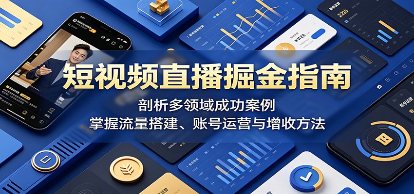 短视频直播掘金指南：剖析多领域成功案例，掌握流量搭建、账号运营与增收方法-777网创网