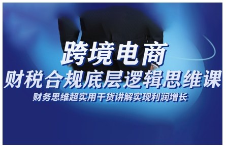 跨境电商财稅合规底层逻辑思维课,财务思维超实用于货讲解实现利润增长-777网创网