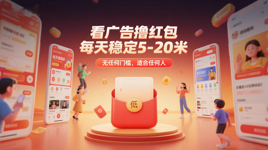 看广告撸红包，每天稳定5-20米，无任何门槛，适合任何人-777网创网