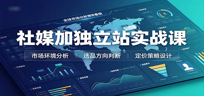 社媒加独立站实战课：市场环境选品定价，社媒运营建站，私域网红营销教学-777网创网