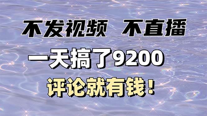 （14018期）不发作品不直播，评论就有钱，一条最高10块，一天搞了9200-777网创网