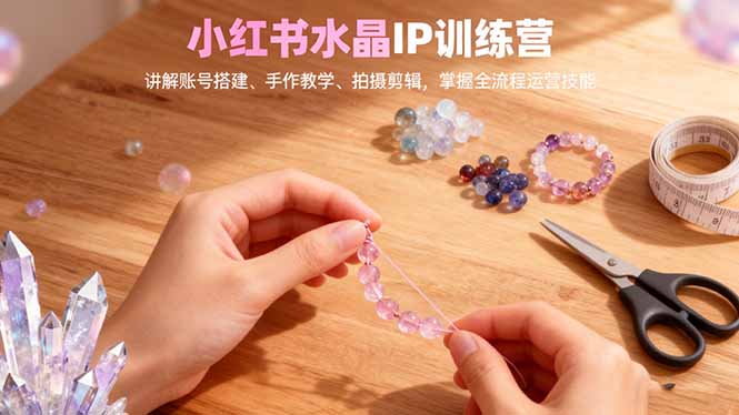 小红书水晶IP训练营，讲解账号搭建、手作教学、拍摄剪辑，全流程运营技能-777网创网