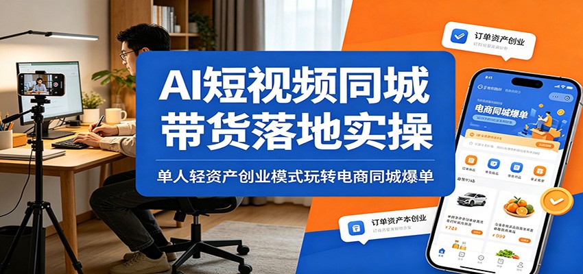 AI短视频同城带货落地实操：单人轻资产创业模式玩转电商同城爆单-777网创网