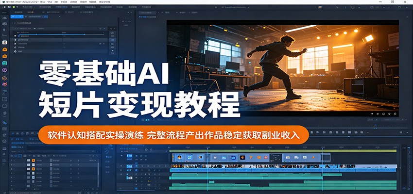 零基础AI短片变现教程：软件认知搭配实操演练，完整流程产出作品稳定获取副业收入-777网创网