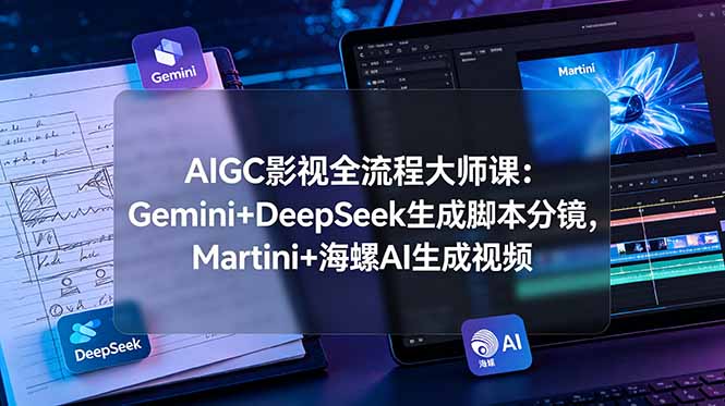 AIGC影视全流程大师课:Gemini+DeepSeek生成脚本分镜,Martini+海螺AI生成视频-777网创网